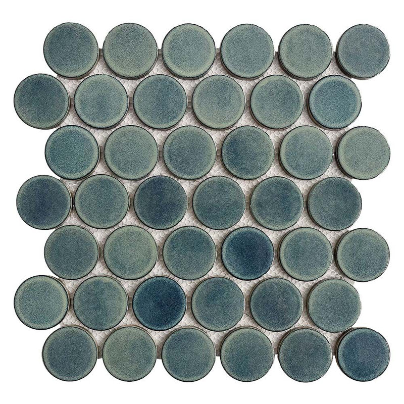 Rounds 2 Inch Porcelain Mosaic, Dark Green