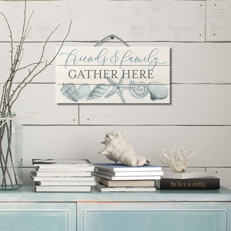 Friends and Family Gather Here Decorative Pallet Wood Sign 12" x 6"