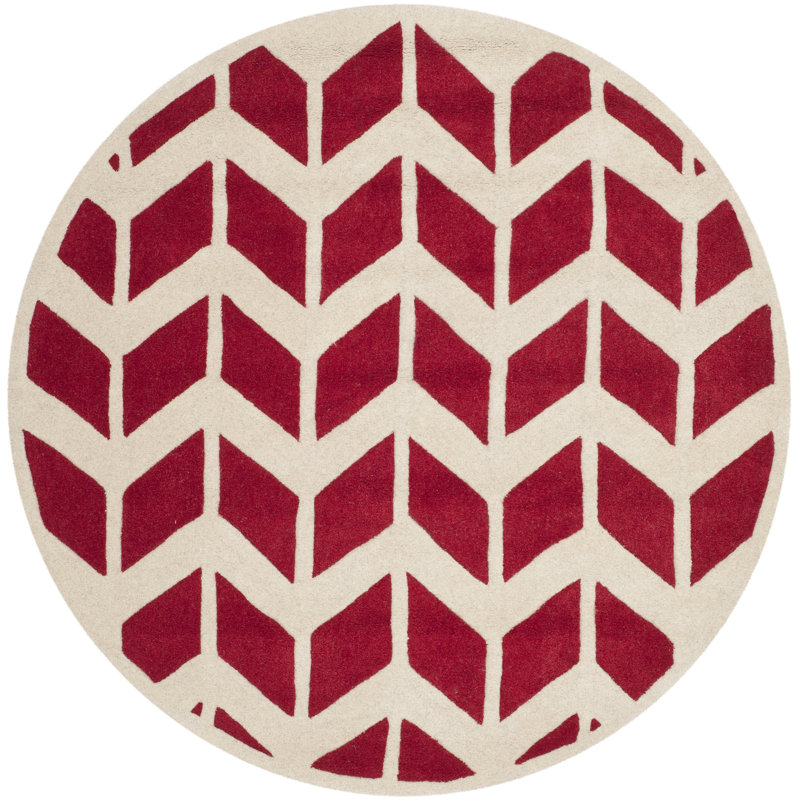 Deedie Hand Tufted Wool Chevron Rug, Round 5'