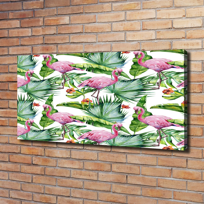 Flamingos Plants - Wrapped Canvas Print