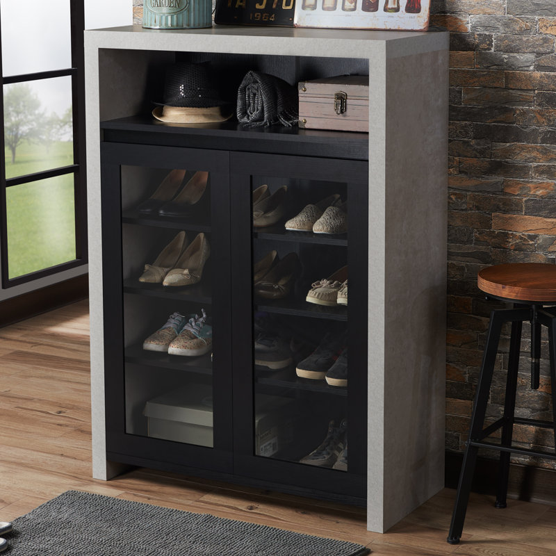 12 Pair Shoe Storage Cabinet, Black