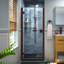 DreamLine Lumen P 36 po x l 42 po x 74 3/4 po porte de douche à charnière semi-sans cadre en bronze huilé avec base de douche blanche à drain central-38819344-38819346-132401203