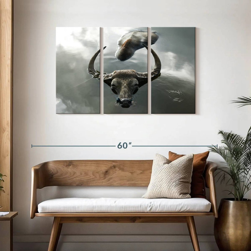 Bathing Buffalo, 28" H x 45" W