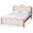 Chickerell Studio Lilia Mid-Century Modern Scalloped Cream Boucle And Oak Brown Wood Queen Platform Bed