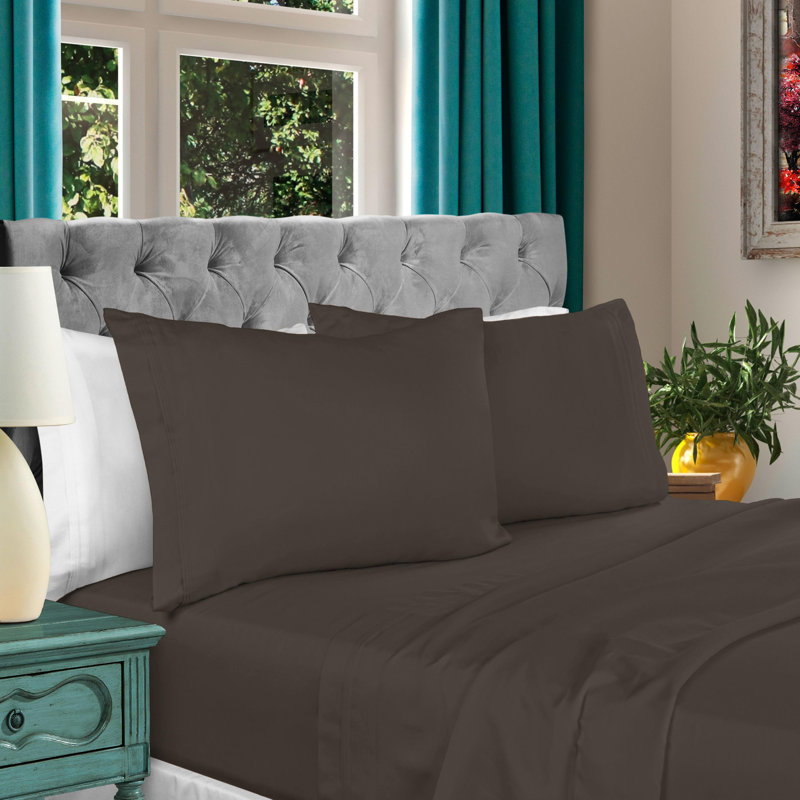 Luxury 1000 Thread Count Certified Egyptian Cotton Solid Extra Deep Pocket 4 Piece Bed Sheet Set, Charcoal, Full/Double