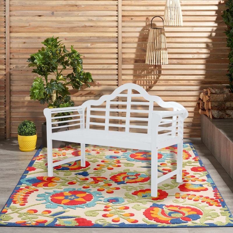 Banc de jardin en bois Ahana, Blanc