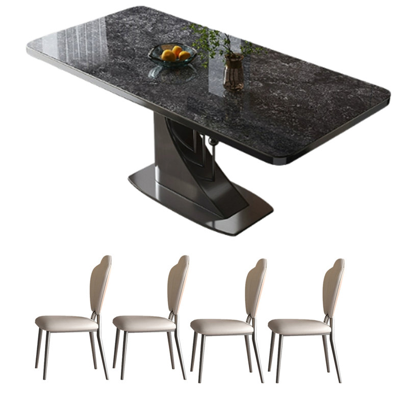 Ensemble de table de salle à manger haut de gamme en fritté, H 29,53 po x L 70,87 po x l 35,43 po, Noir
