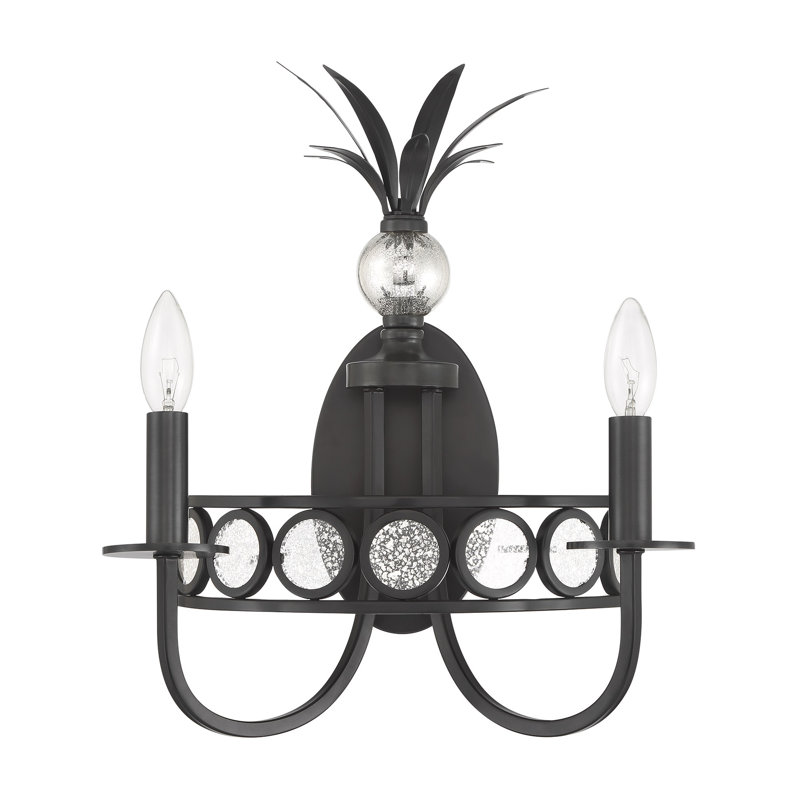 Hearst 2-Light Wall Sconce in Black Tourmaline, Black