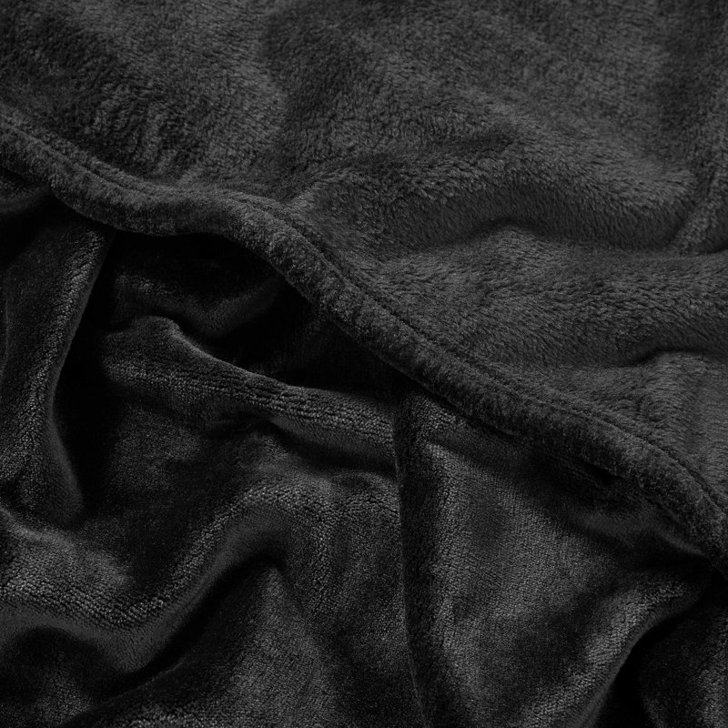 The Sheet Lab Solid Plush Throw Blankets, Black