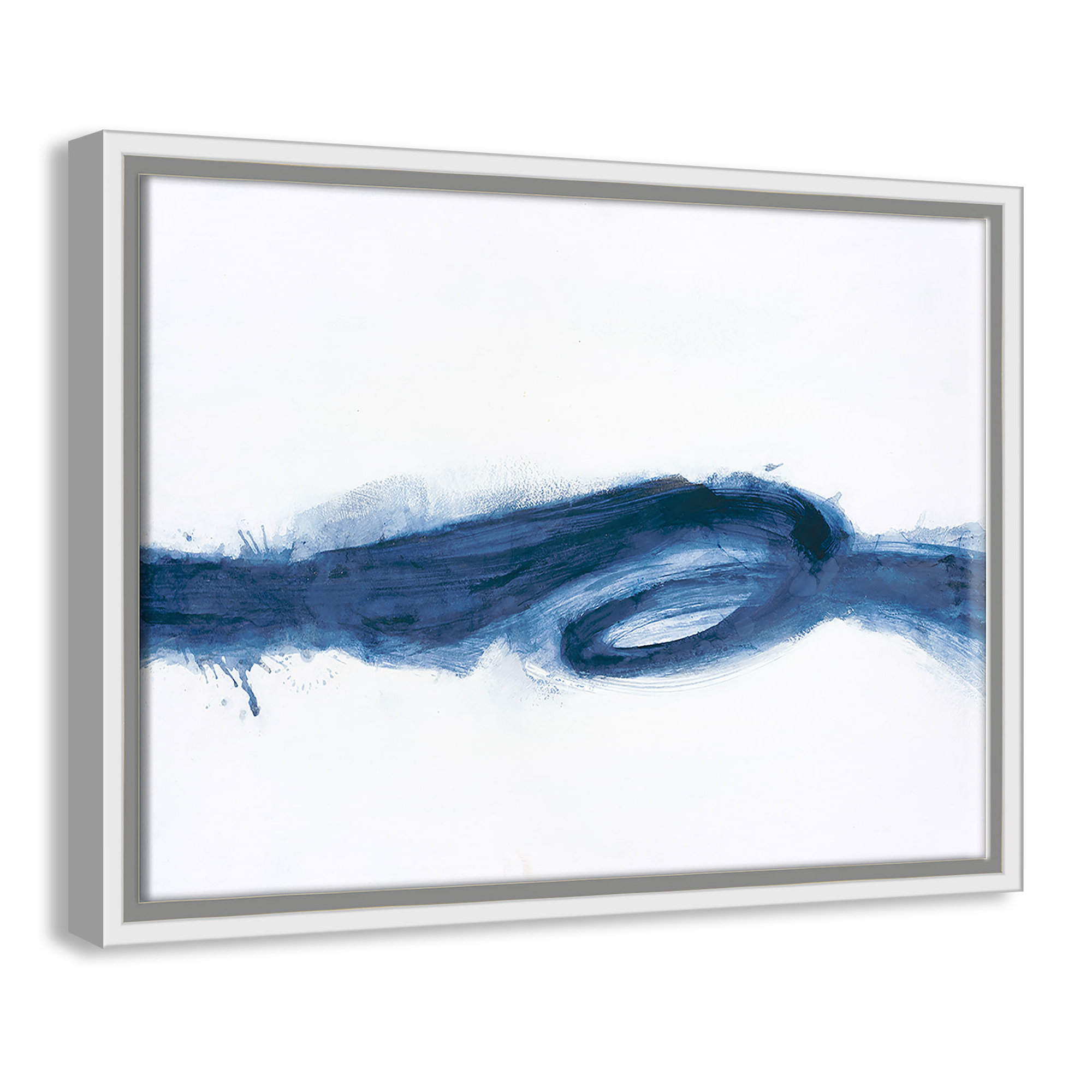 Liquid Flow - Floater Frame Painting Print on Canvas, White Framed, 18" H x 24" W x 2" D