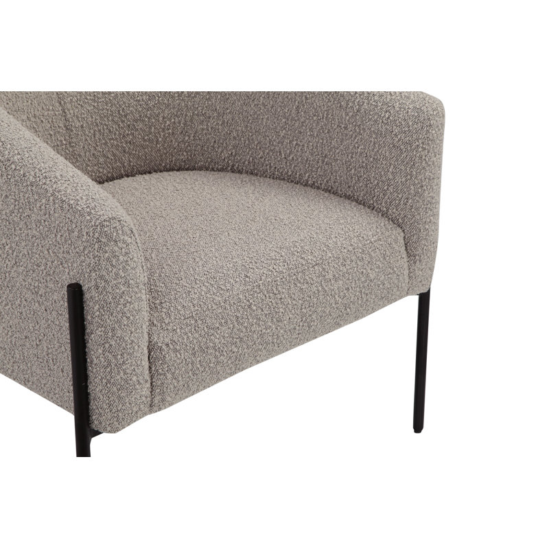 Fauteuil demi-tonneau en polyester de 29 po Amanda - Fauteuil Boucle - Fauteuil d'appoint moderne en tissu capitonné blanc avec pieds en métal noir - Fauteuil blanc