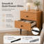 Table de chevet moderne 19,7 po en similicuir 2 tiroirs avec structure en bois massif et pieds noirs