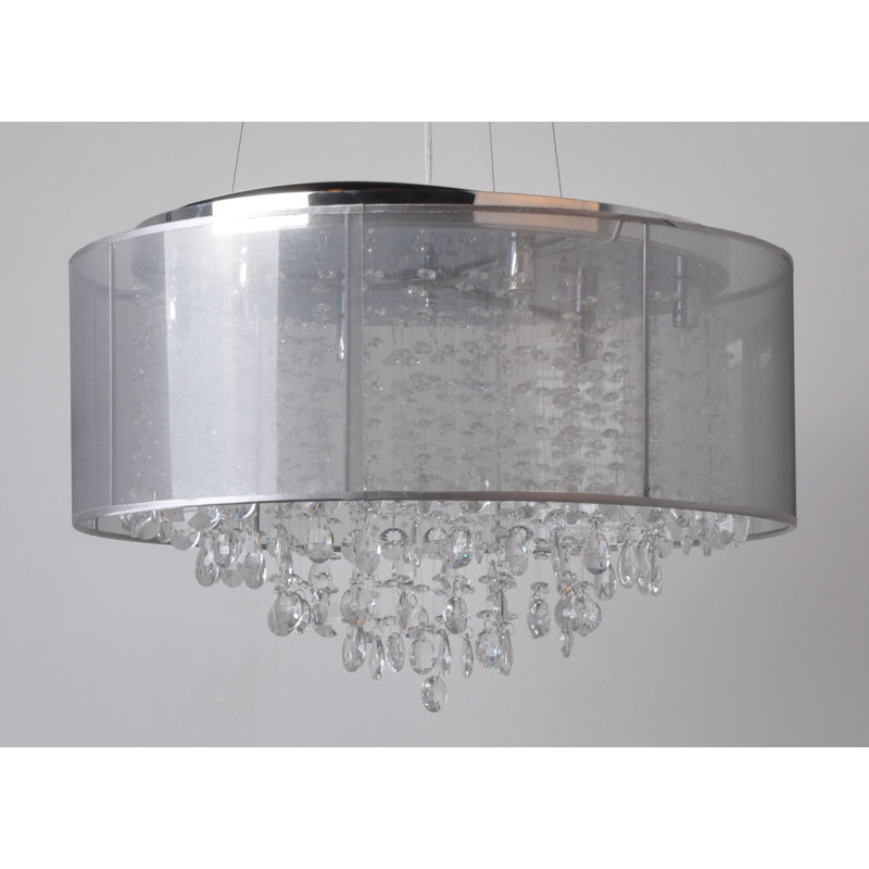 Riverside Drive 6-Light Drum Pendant, Silver, 6, 15" H x 23.5" W x 23.5" D