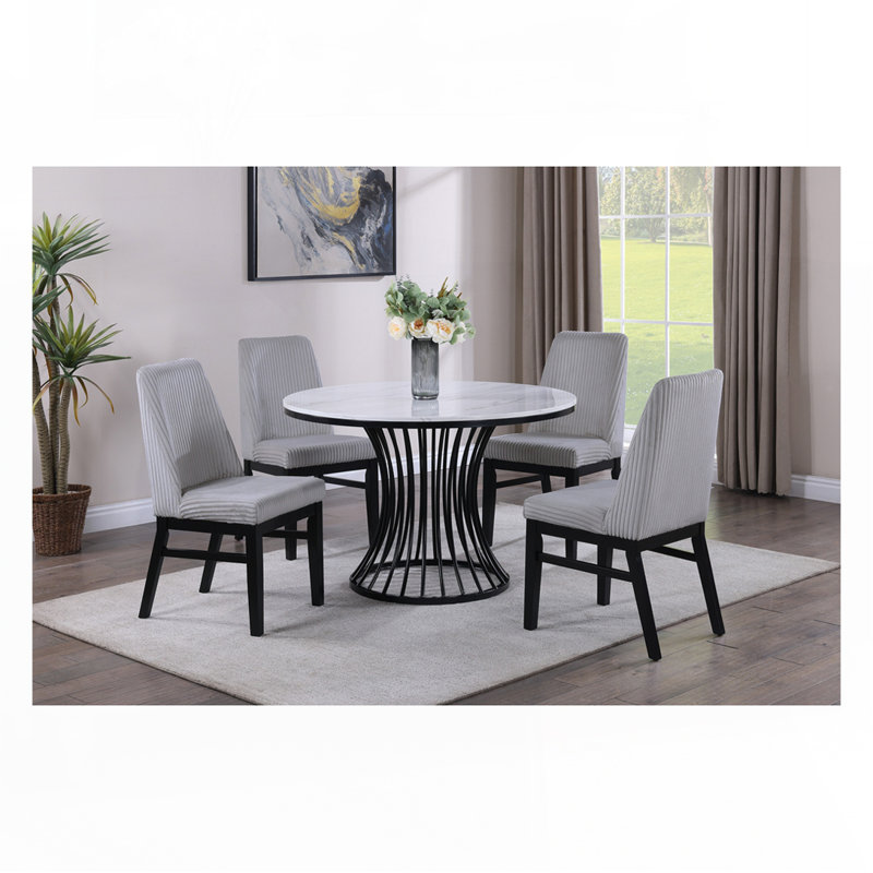 Chaise de salle à manger rembourrée 2 pièces, Gris clair