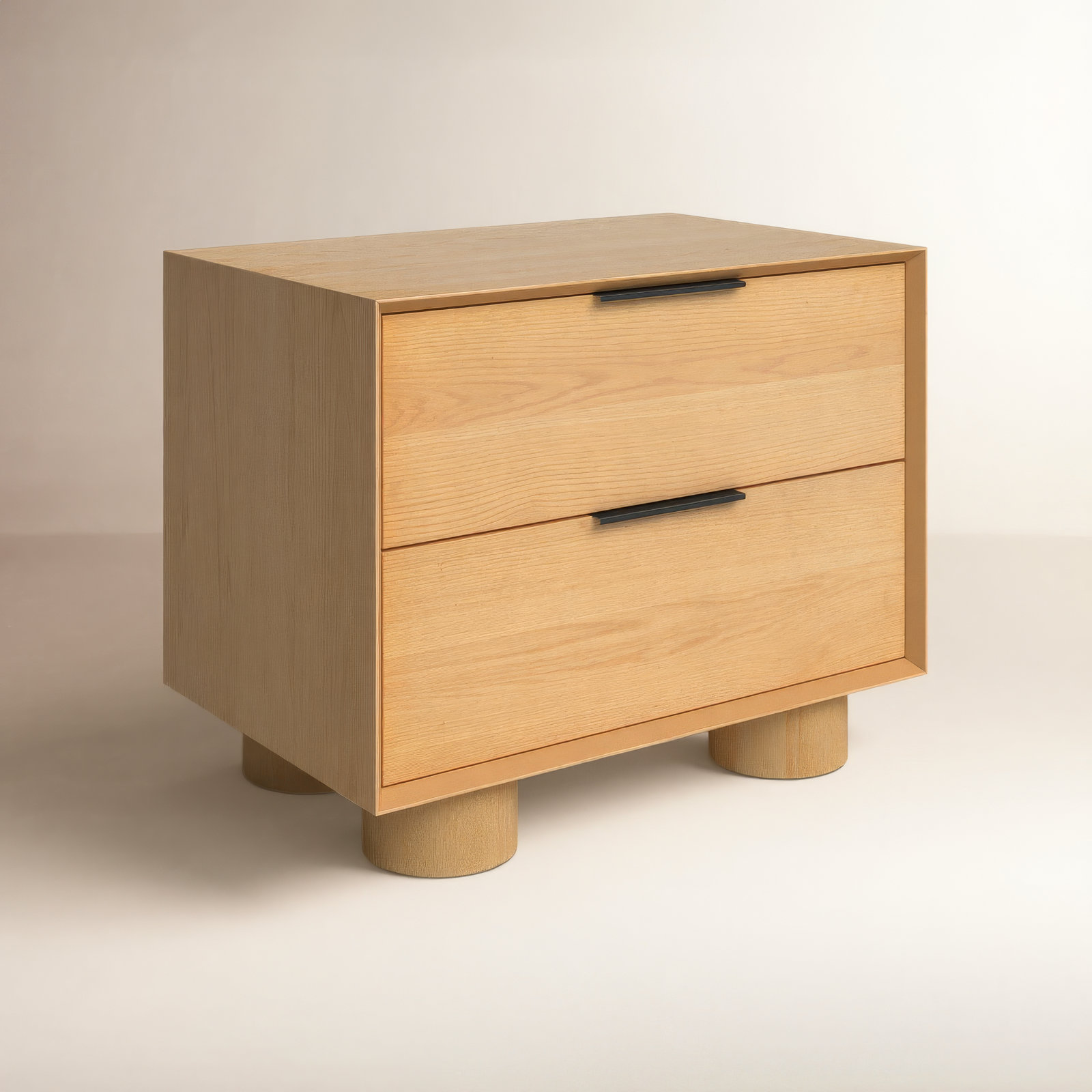 Vanora Wood 2 Drawer Nightstand, Natural