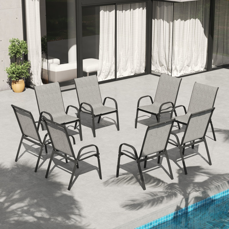 Fauteuils de salle à manger d'extérieur empilables et peu encombrants, Gris