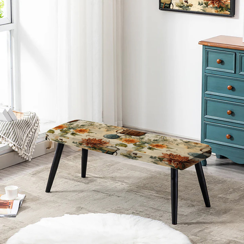 Motif boho rétro - banc rembourré noir Boho