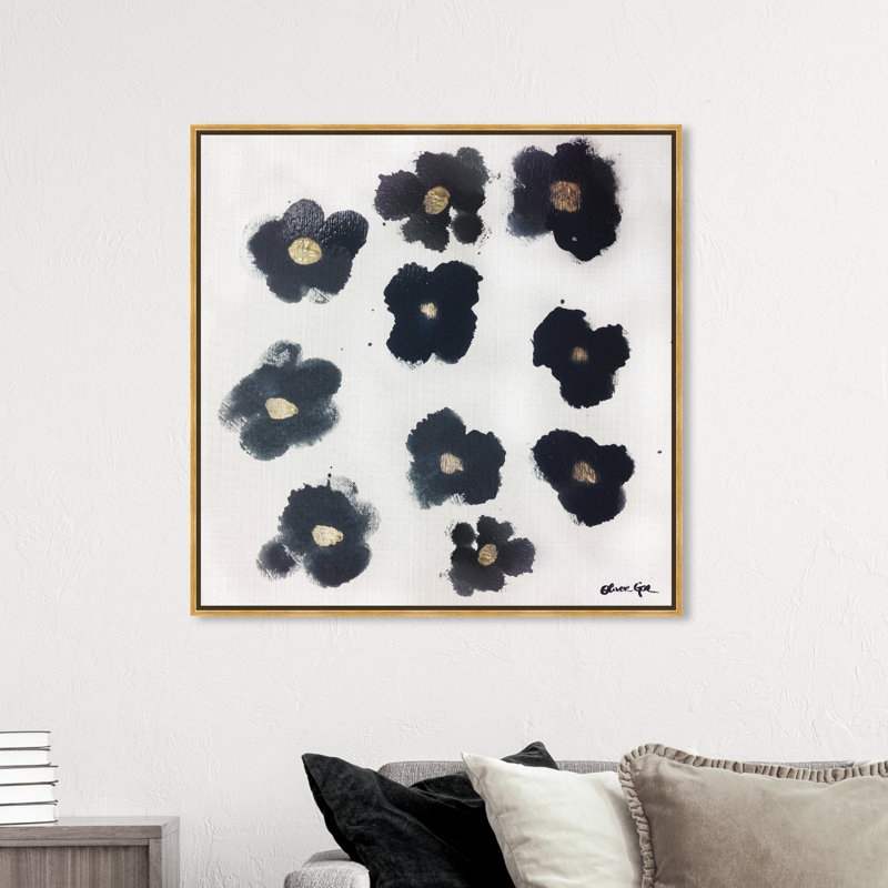 Coco's Gold Camellias - Graphic Art, No Mat, Gold Framed, 40" H x 40" W