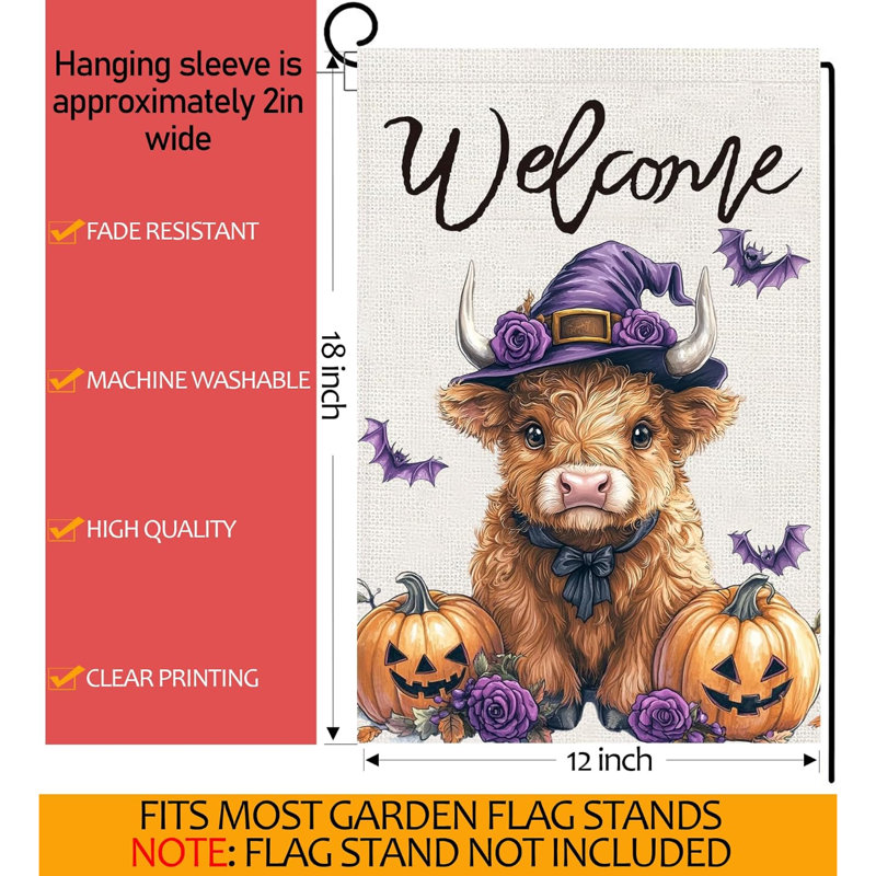 Drapeaux de jardin d'Halloween Highland 12x18