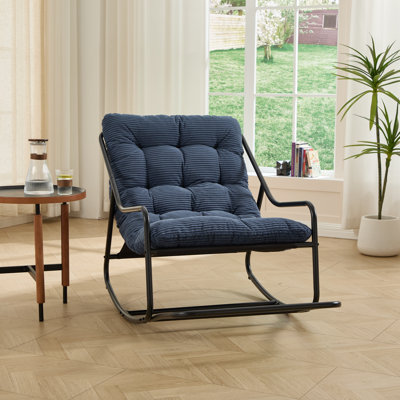 Outdoor Rocking Chair With Soft Thick Cushion, Comfy Glider Chair For Living Room, Bedroom, Reading Room & Patio