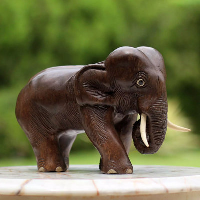 Charming Little Elephant Wood Sculpture
