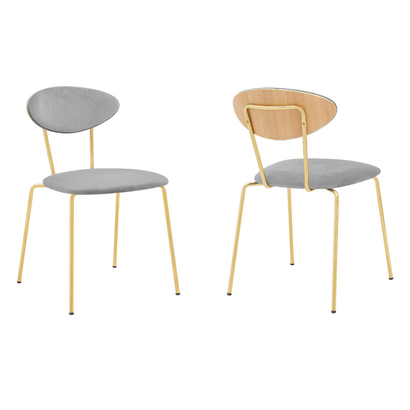 Chaise d'appoint en tissu Matherne, Doré, Gris