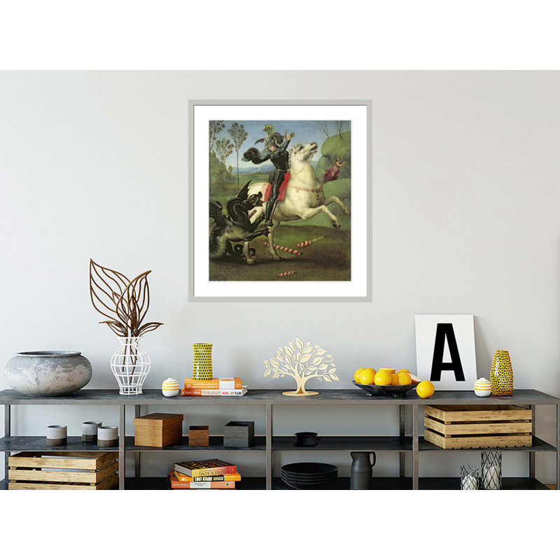 «St. George's Fighting with the Dragon» par Raphael, impression giclée encadrée, H 36,9 po x l 33,5 po