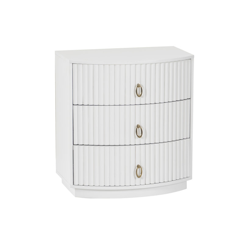 Chantel 3 Drawer Nightstand White, White
