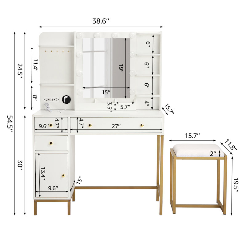 Multi Functional Makeup Table Set With Light