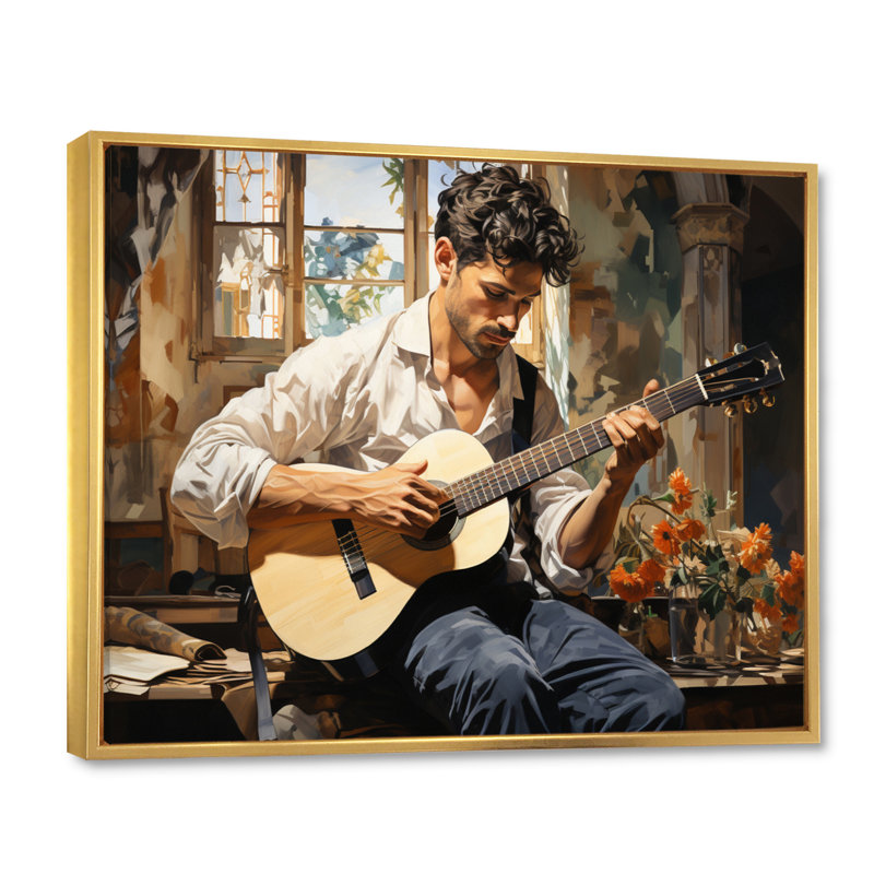 " Music Acoustic Serenade Gentle ", H 12 po x l 20 po x P 1 po, Cadre flottant doré