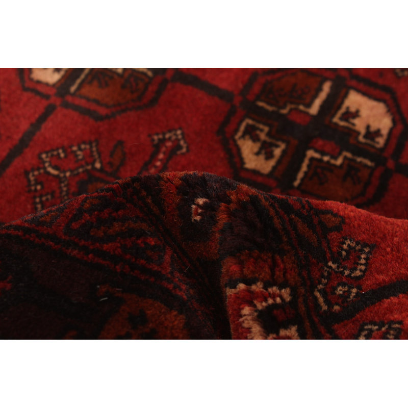 Tapis rouge noué à la main 3 pi 11 po x 6 pi 4 po Teimani