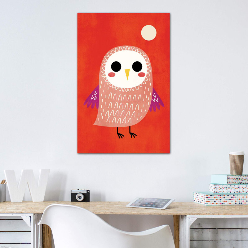 «Little Owl» par Kubistika - impression d'art graphique, Pas de tapis, H 60 po x l 40po x P 1,5 po, Toile tendue