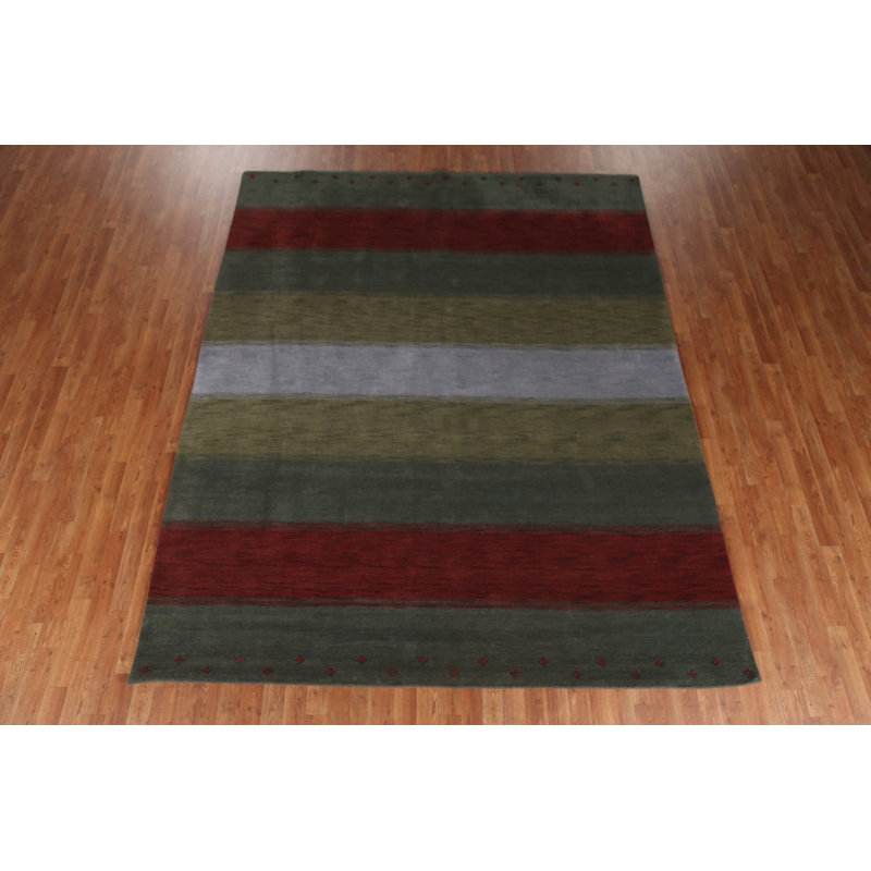 Tapis oriental rayé Gabbeh 8 x 10
