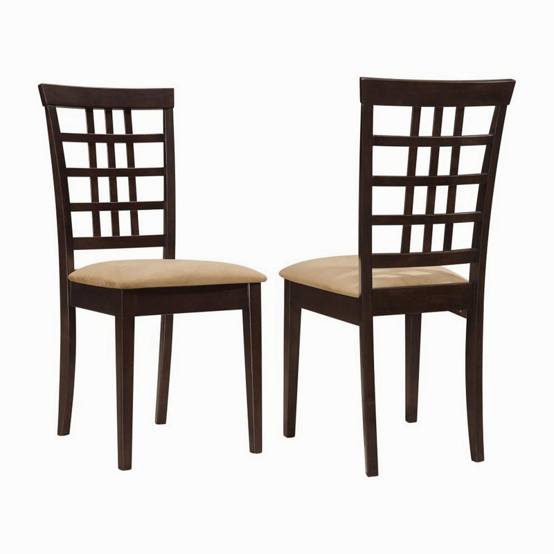 Ensemble de 2 chaises de salle à manger à dossier en treillis, cappuccino