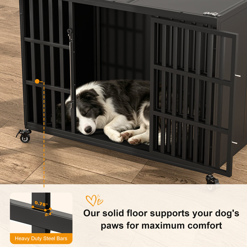 Cage de transport robuste de 42 pouces pour chiens, avec loquet autobloquant et conception fermée, idéale pour les chiens anxieux.