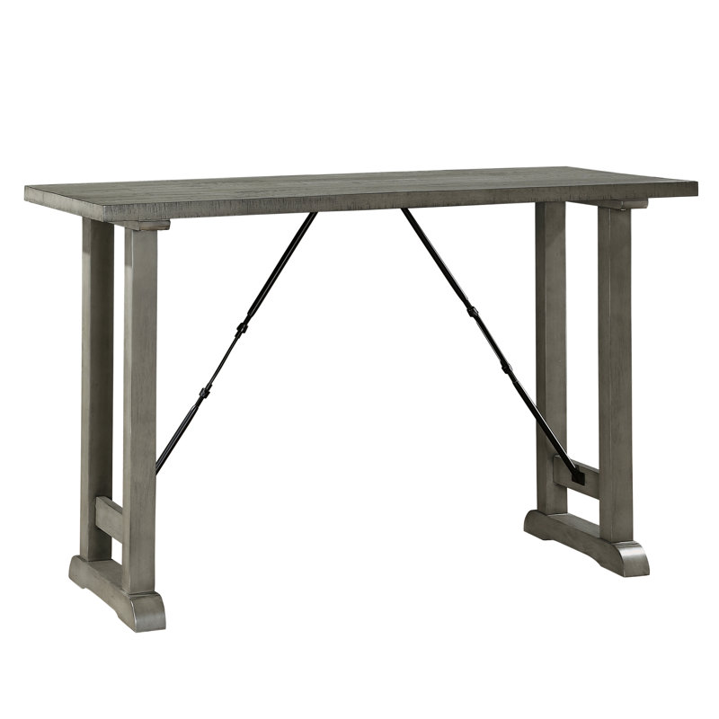 Table de cuisine/salle à manger rectangulaire grise de style industriel, 4 couverts, plateau plaqué, 137 cm de large x 61 cm de profondeur