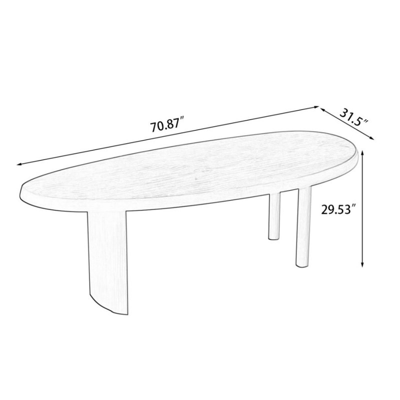 Brown Free form Solid Wood Dining Table, 29.53"H x 70.87"L x 31.5"W