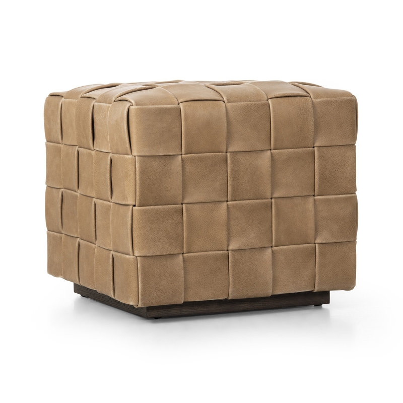 FLORES Square Ottoman, Light Brown