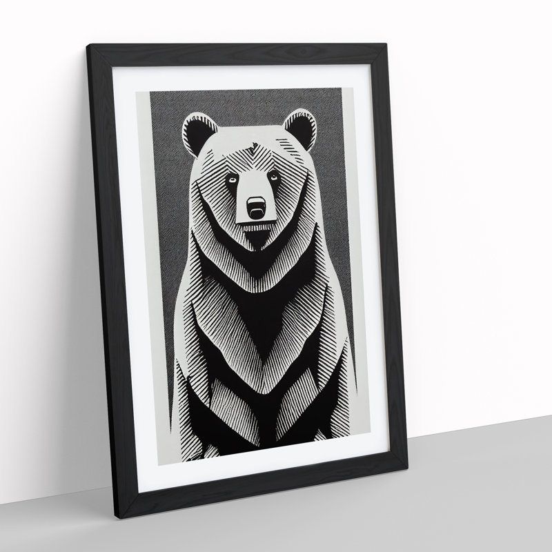 Contemporary Bear No.4 Abstract - Framed Print, Black, 34cm H x 25cm W