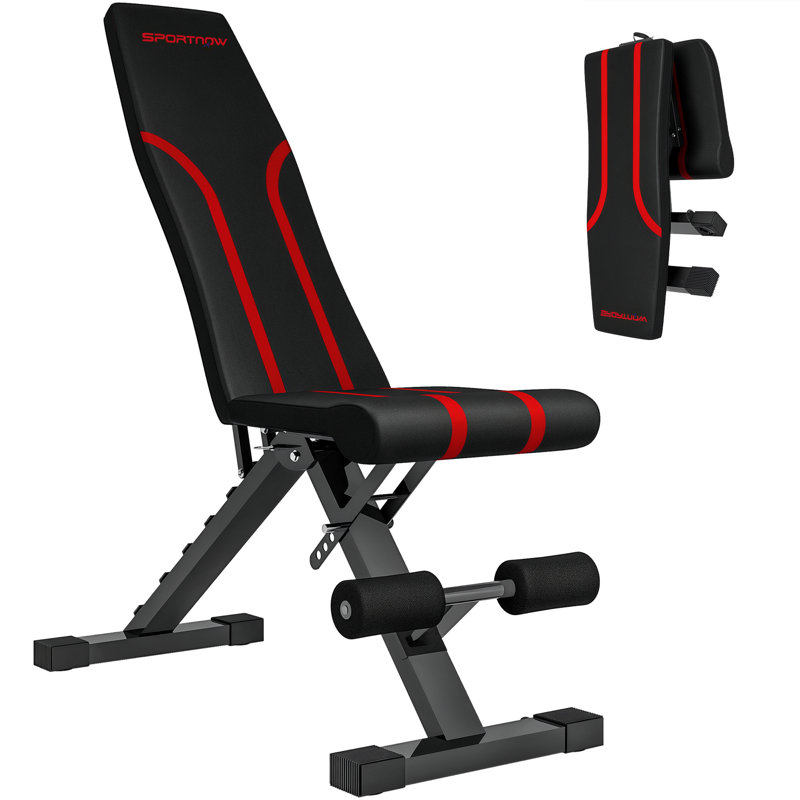 SPORTNOW Foldable Weight Bench with 6-Level Backrest, Leg Extension