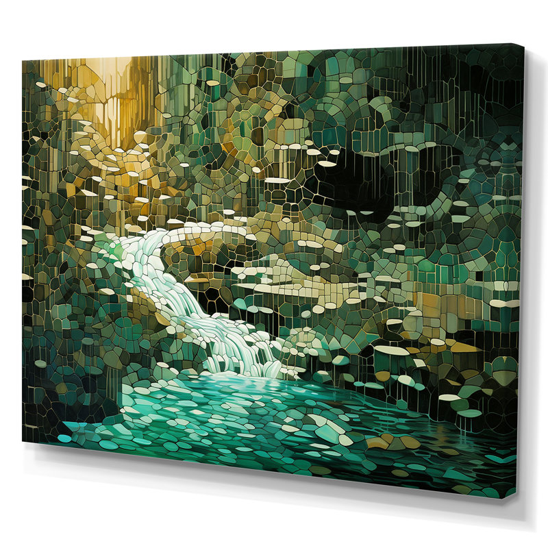 Abstrait forêt émeraude sauvage - impression, H 24 po x l 32 po x P 1 po, Toile tendue