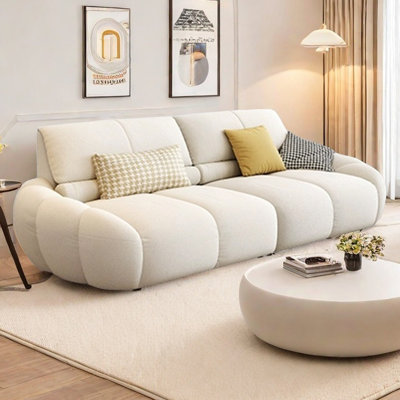 French Cream Style Puff Fabric Sofa