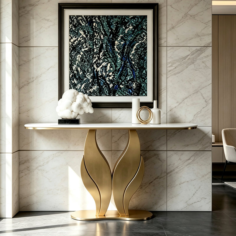 Console Italian Minimalist, 33.5" H x 39.4" W x 13.8" D