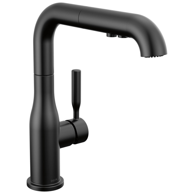 Almari Pull-Out Sprayer Kitchen Faucet, Single Handle Kitchen Sink Faucet, Matte Black