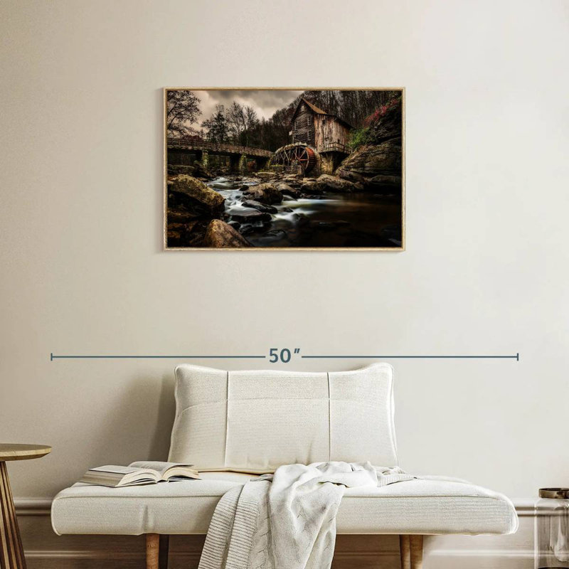 Moulin à charbon au parc Babcock, Cadre flottant en bois naturel, 31 po x 21 po