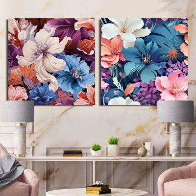 Bellefonte - Ensemble de 2 collages floraux carrés
