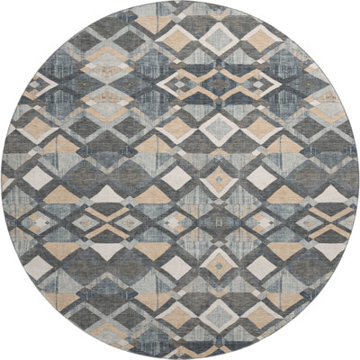 Premium Machine Washable Kumbhar AMF1308 Geometric Rug