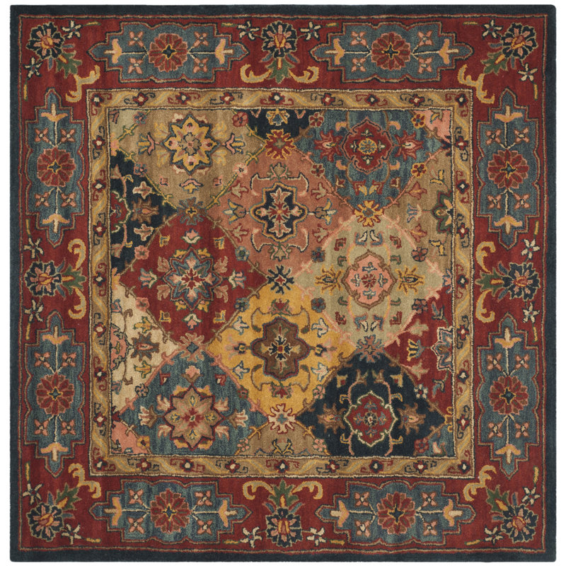 Tapis oriental en laine touffeté à la main Balthrop, Carré 10 pi