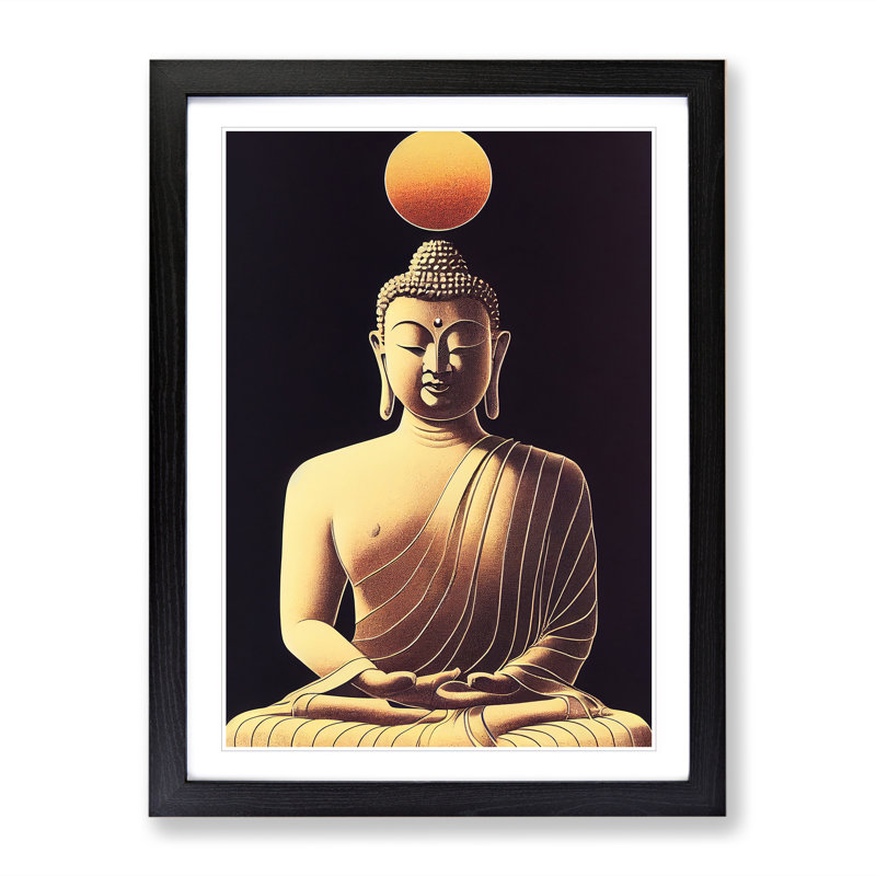 Buddha Under The Sun - Single Picture Frame Print, 64cm H x 46cm W x 2cm D, Black