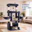 Cat Tree Tower, 130cm Tall with Extra Large Platform, Spacious Cat Condo, 2 Cozy Hammocks & Self-Grooming Brush, for Indoor Adult Cats & Maine Coon, Smoky Grey-1290062142